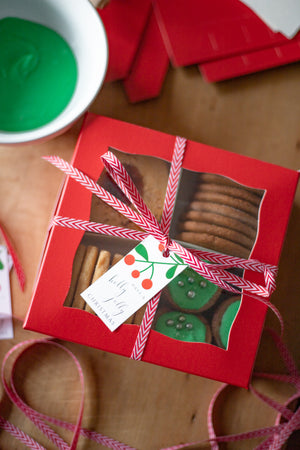 Red Christmas Cookie Box Set of 3 with Dividers