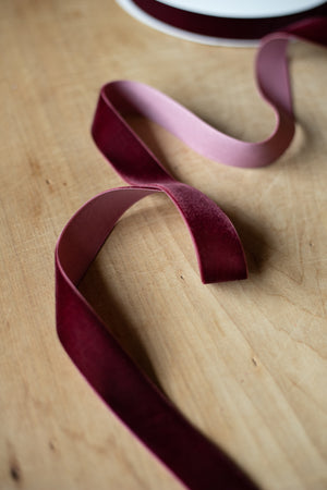 Velvet Ribbon - 1" x 25 yds - Red Plum (Burgundy)