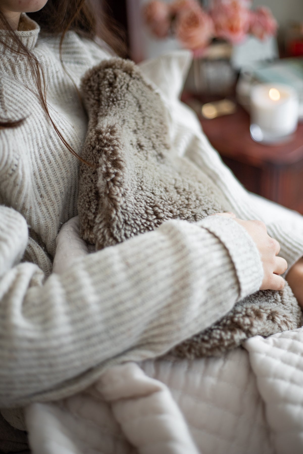 Sheepskin Hot Water Bottle Cover with Hot Water Bottle