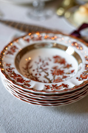 Antique Spode Indian Tree Soup Bowls - Set of 6