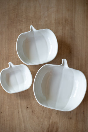 White Pumpkin Nesting Dishes - Set of 3
