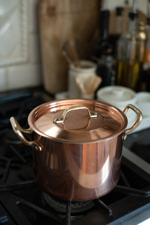 Vintage Copper Two-Handled Pot with Lid
