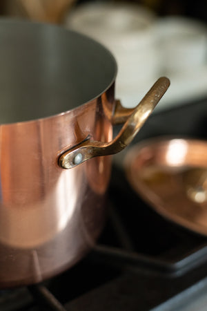 Vintage Copper Two-Handled Pot with Lid