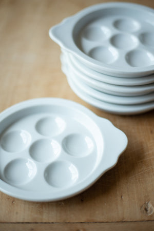 Vintage White Escargot Dishes - Set of 6