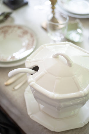 Vintage White Soup Tureen - 4 Pc Set