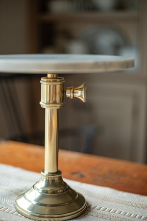 Antique Brass and Marble Cake Stand - 10"