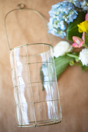 May Day Basket - Hanging Glass Vase