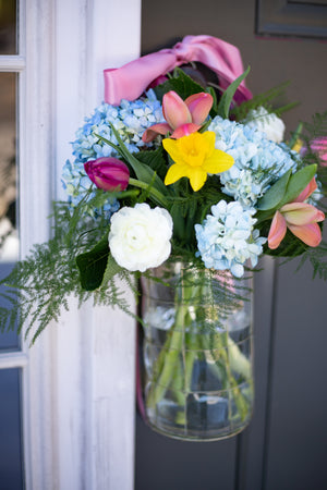 May Day Basket - Hanging Glass Vase