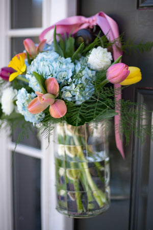 May Day Basket - Hanging Glass Vase