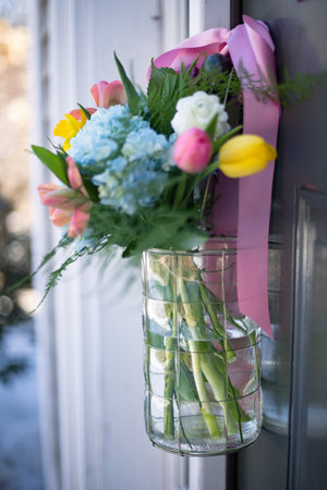 May Day Basket - Hanging Glass Vase