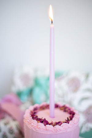 Tall Skinny Birthday Taper Candles - Color: Cherry Blossom Pink - 12 ct