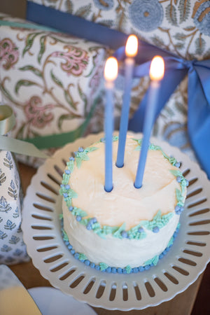 Tall Skinny Birthday Taper Candles - Color: Blueberry - 12 ct