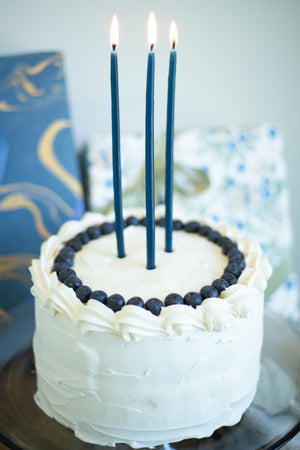 Tall Skinny Birthday Taper Candles - Color: Lake Blue - 12 ct