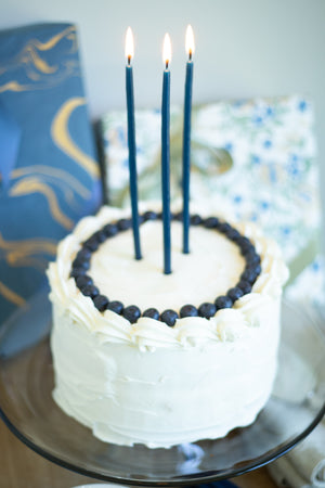 Tall Skinny Birthday Taper Candles - Color: Lake Blue - 12 ct