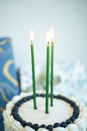 Tall Skinny Birthday Taper Candles - Color: Camp Green - 12 ct