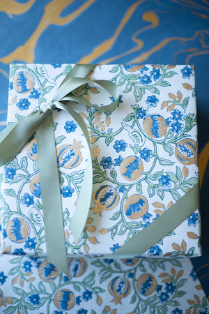 Hand Block Printed Gift Wrap Sheets - Ogunquit