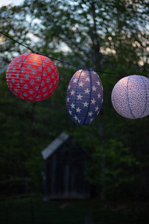 Red, White, and Blue Hanging Paper Lanterns - Set of 3