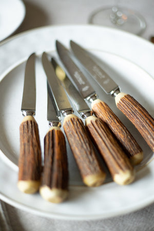 Vintage Antler-Handled Steak Knives - Set of 6 - Wonderful Life Farm