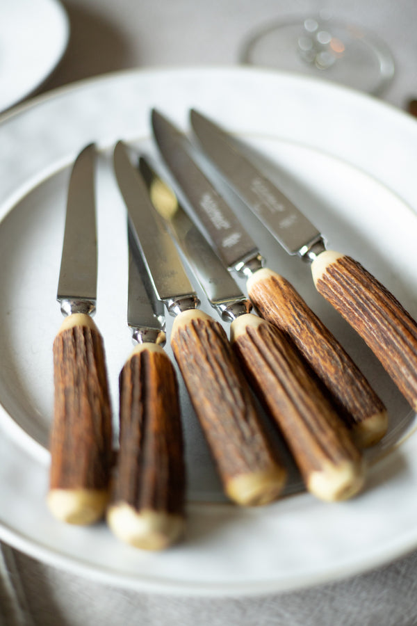 Sulengen Rustfree Set Of 6 WoodenHandle Dinner/Lunch Knives, Vintage.