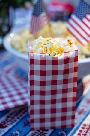 Red Gingham Popcorn/Favor Bags - Package of 10