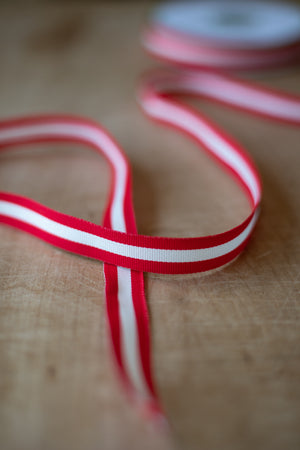 Red and White Grosgrain Ribbon - 5/8" x 30 yds