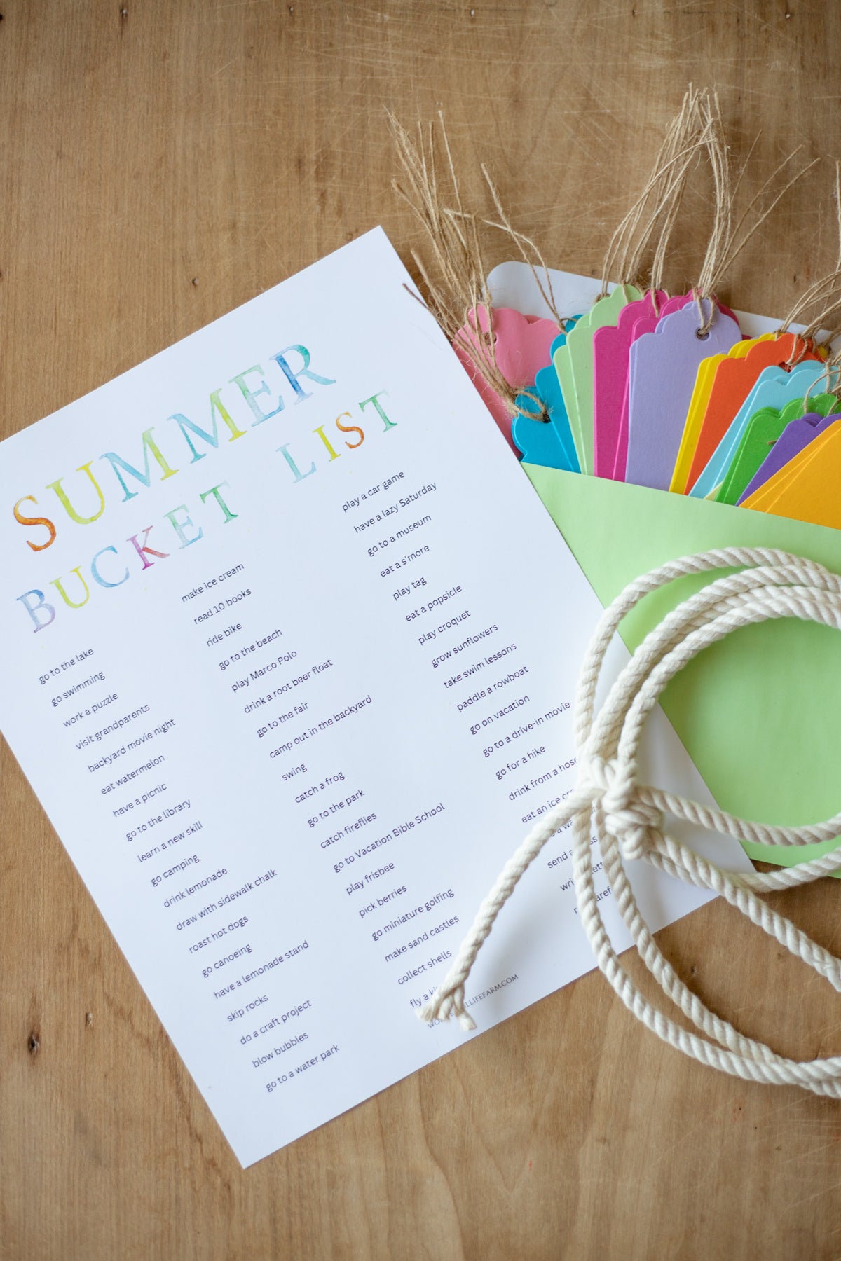 Summer Bucket List Kit for Kids/Families