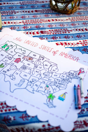 USA Map Coloring Placemats - Set of 12