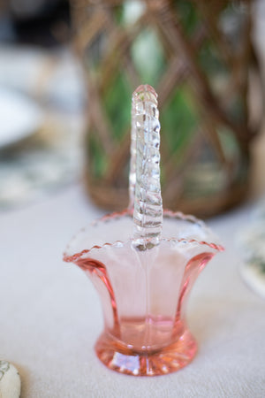 Vintage Pink Glass Basket