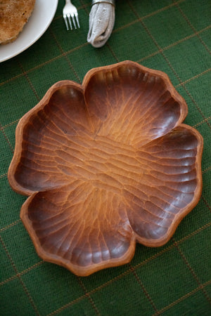 Vintage Wooden Quatrefoil Bread Tray
