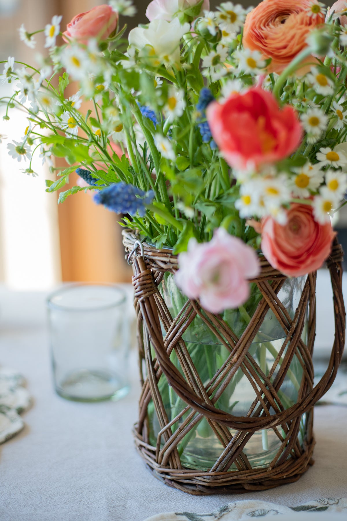 Classic Glass and Wicker Vase