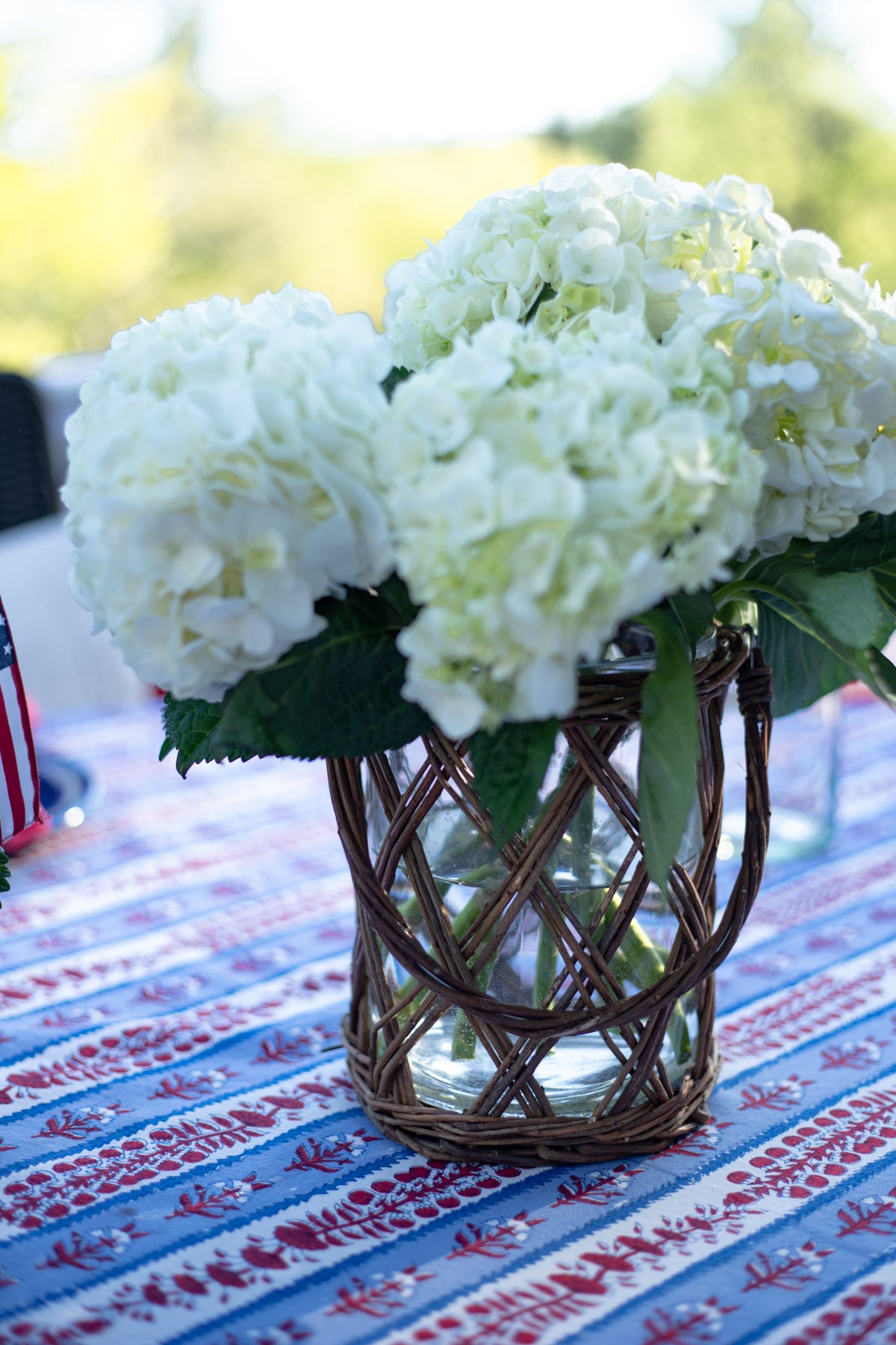 Classic Glass and Wicker Vase