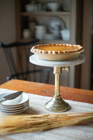 Antique Brass and Marble Cake Stand - 10"