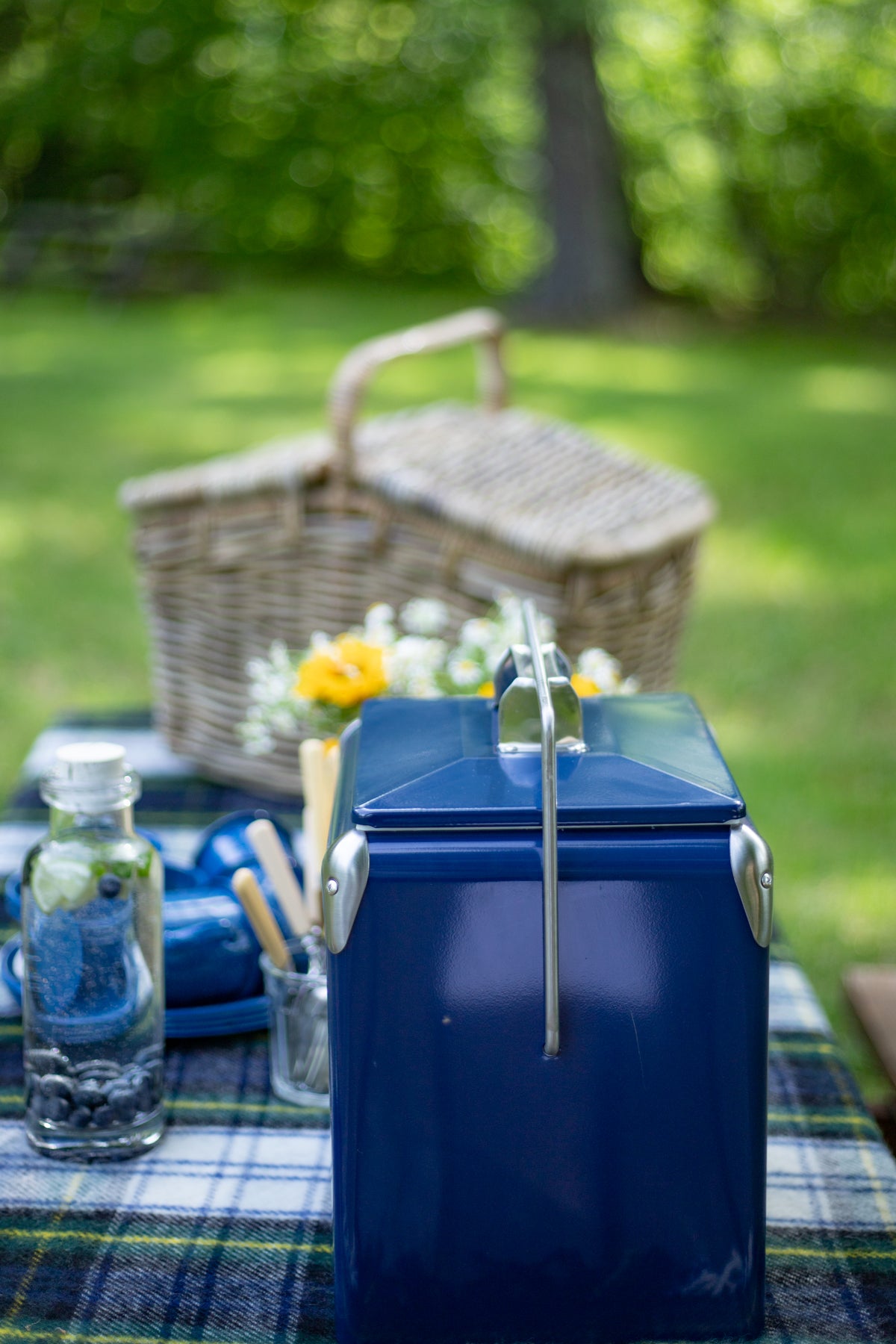 Blue Metal Picnic Cooler - Wonderful Life Farm