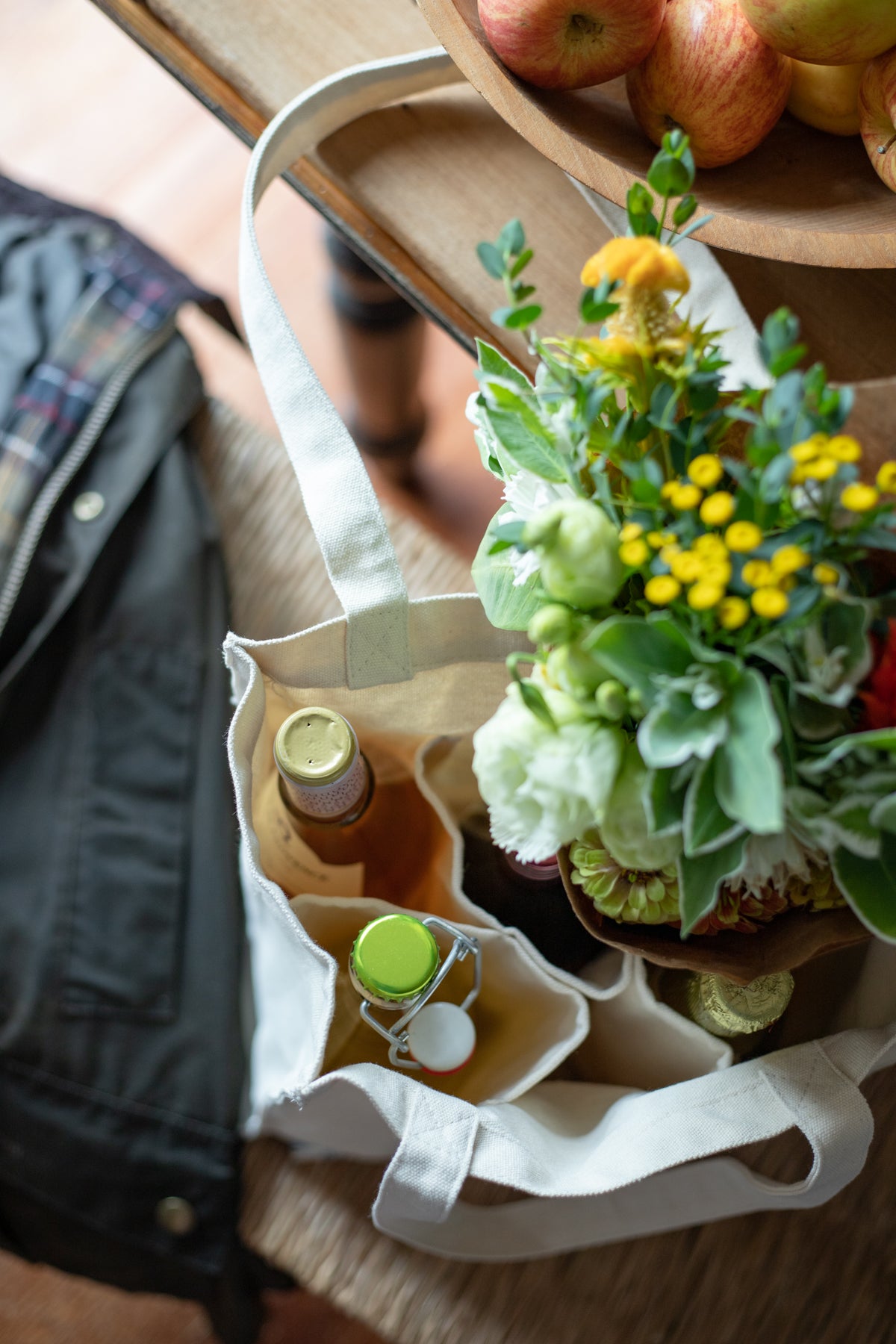 Canvas Wine Bottle Tote Bag