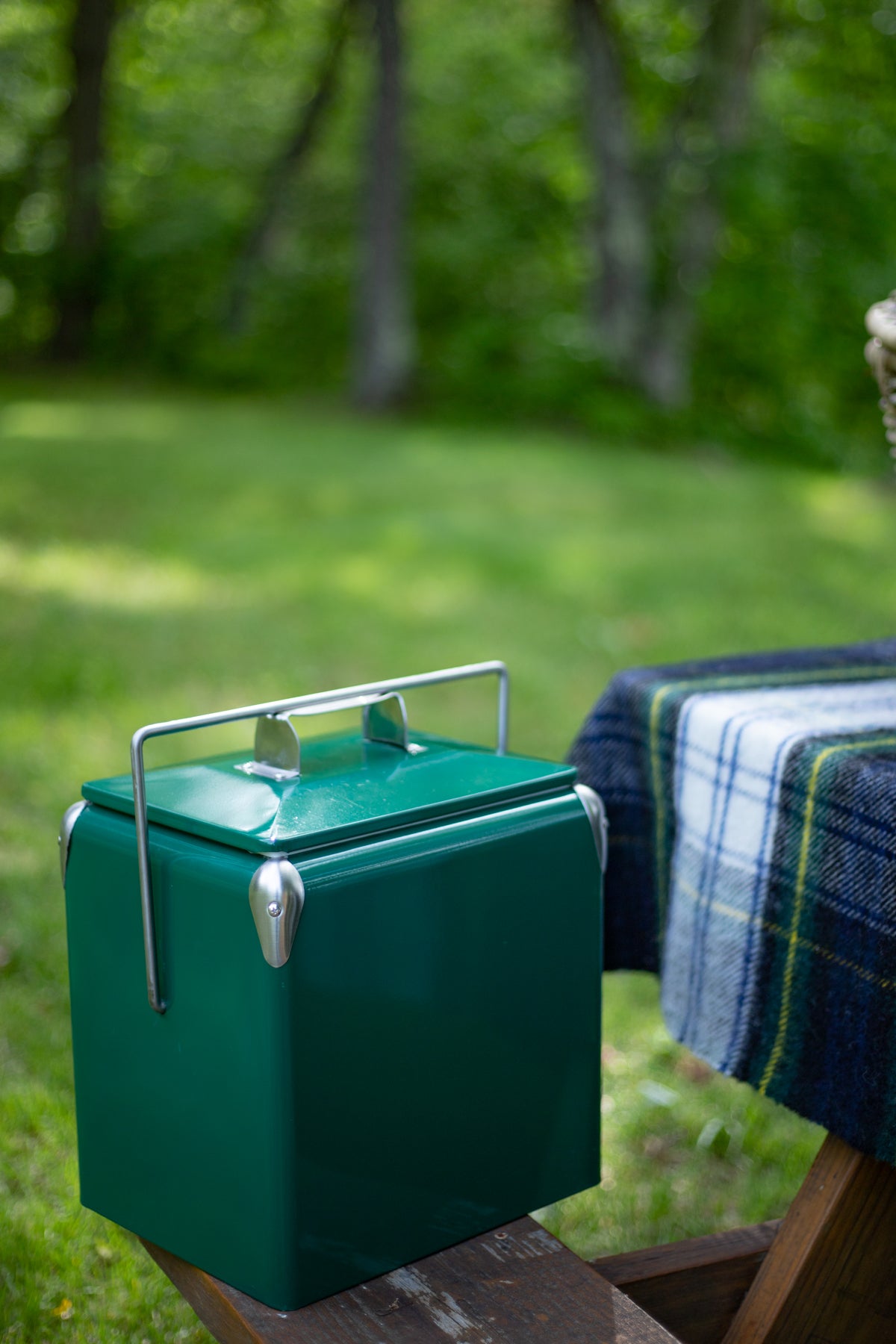 Green Metal Picnic Cooler