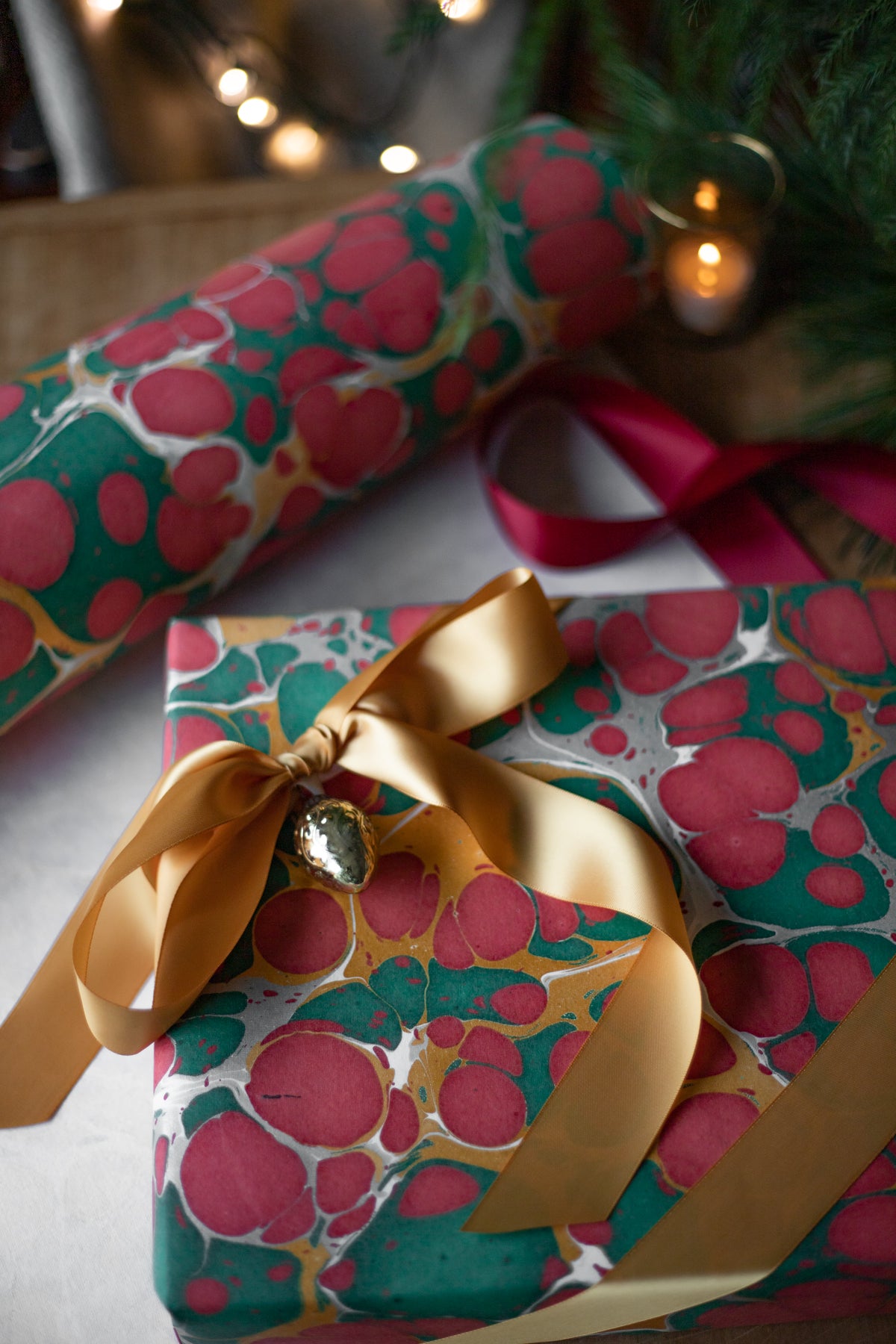 Hand Marbled Gift Wrap Sheets - Marblehead