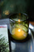 Olive Green Etched Glass Candle Holder