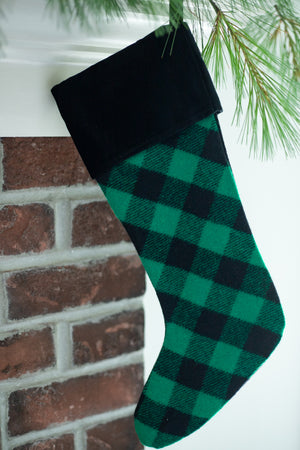 Green and Black Buffalo Check Christmas Stocking
