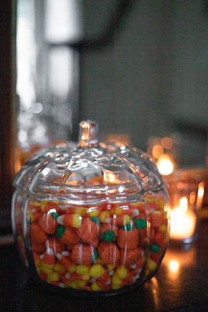 Glass Pumpkin Candy Jar with Lid