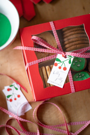 Red Christmas Cookie Box Set of 3 with Dividers