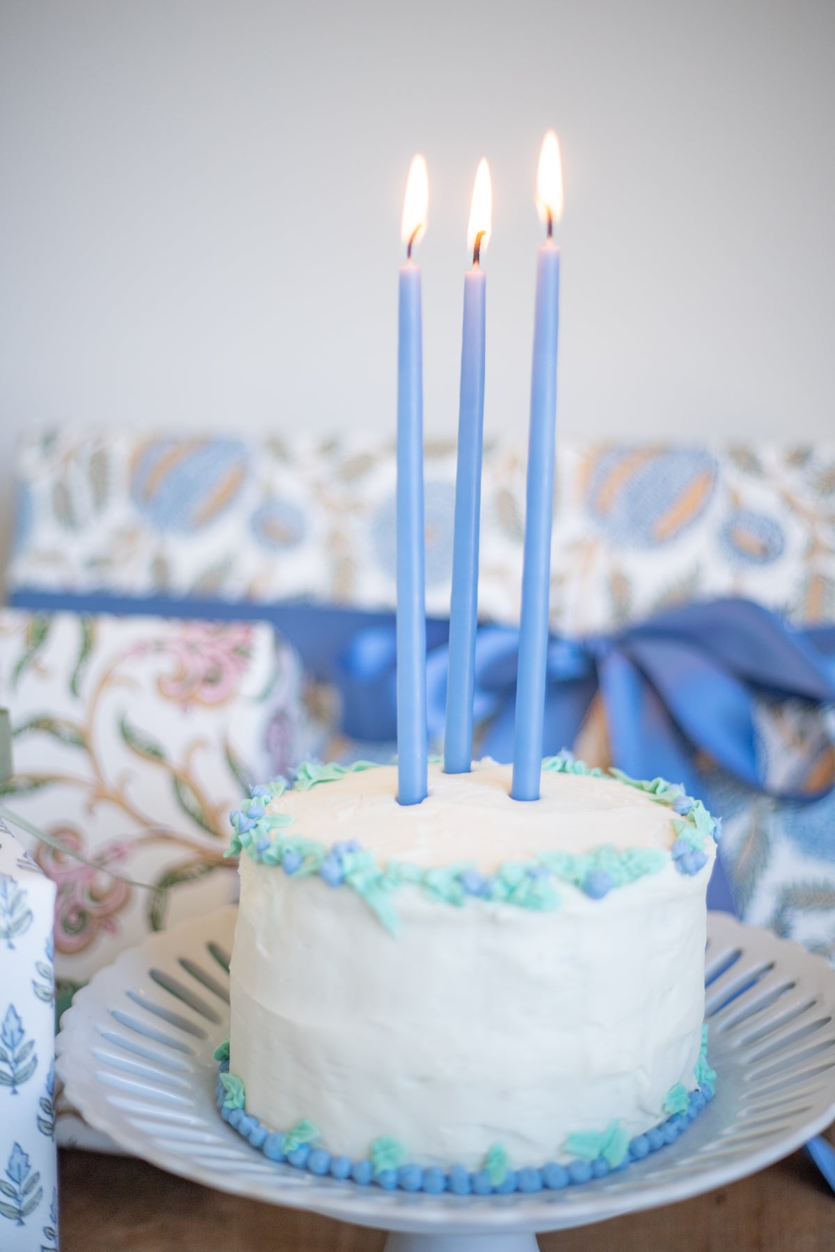 Tall Skinny Birthday Taper Candles - Color: Blueberry - 12 ct