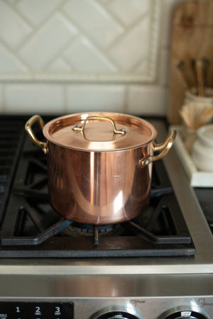 Vintage Copper Two-Handled Pot with Lid