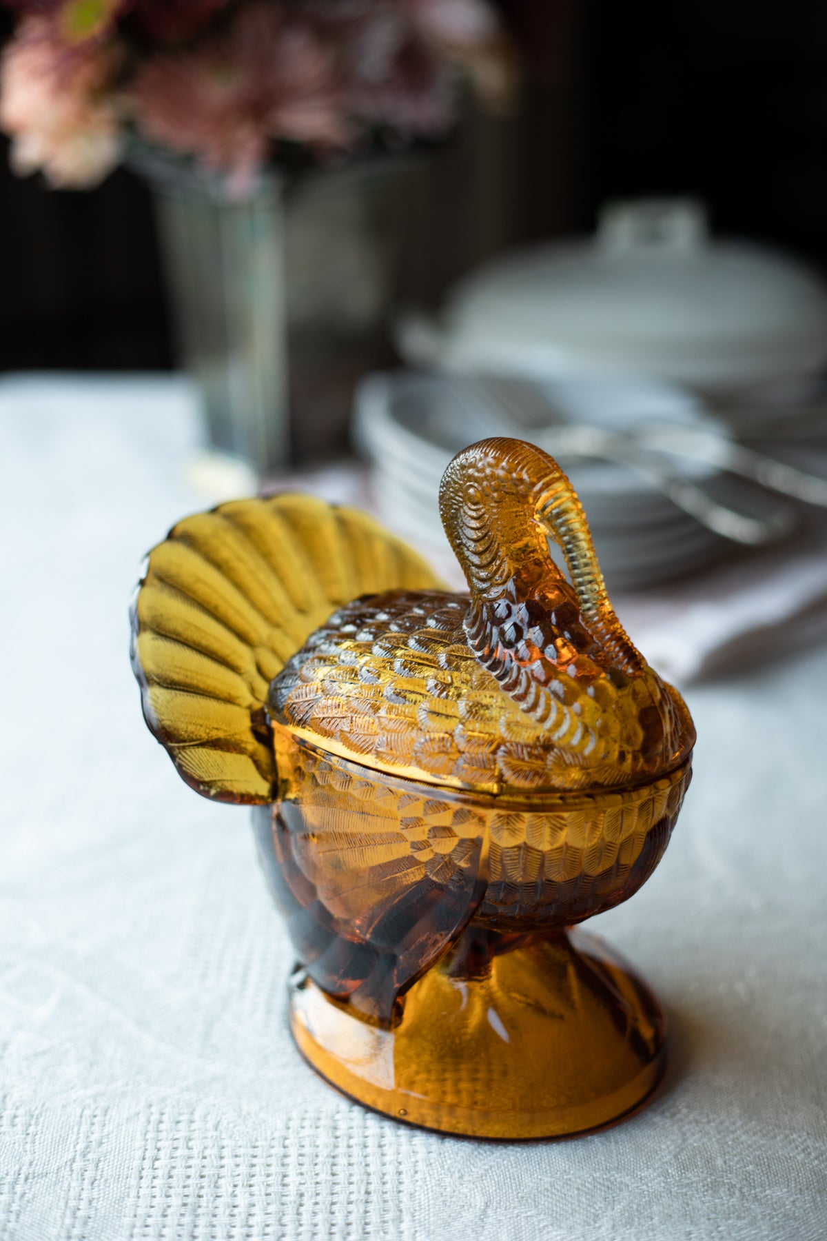 Vintage Gold Turkey Candy Dish