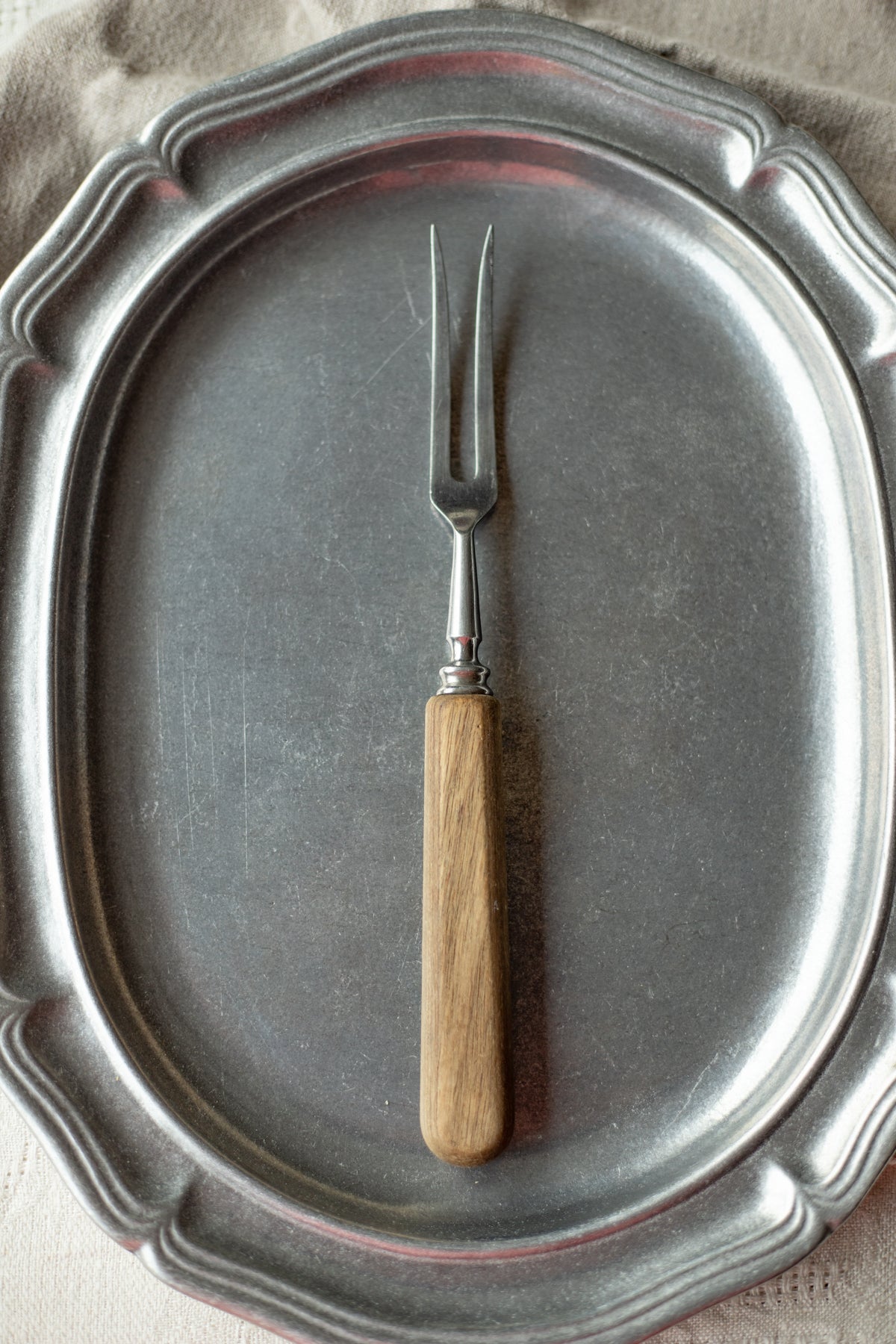 Vintage Meat Fork with Wooden Handle