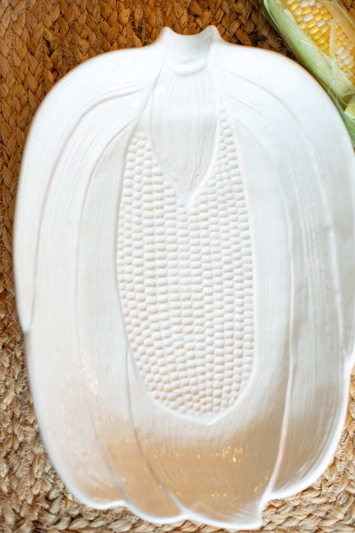 Vintage White Corn Platter