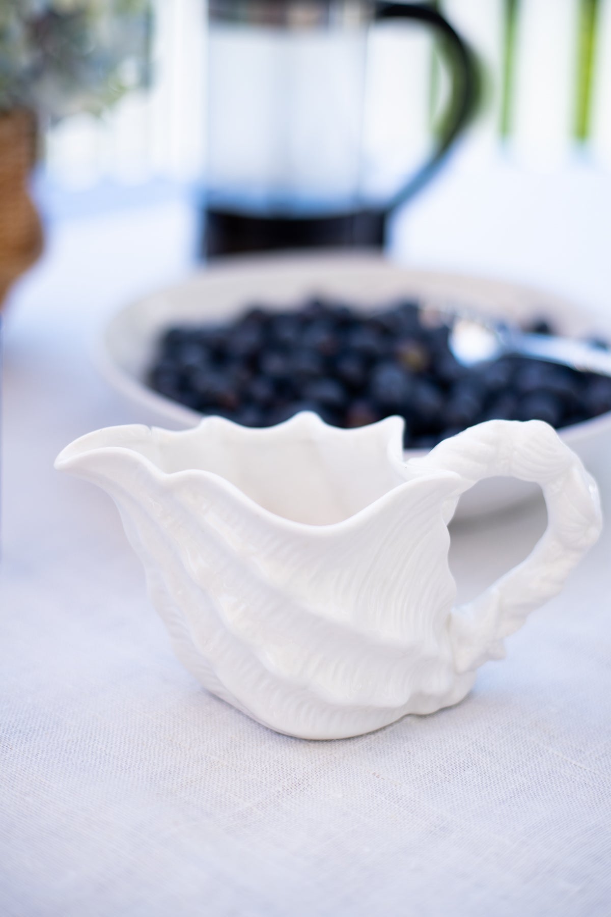 Vintage White Shell Creamer/Small Pitcher