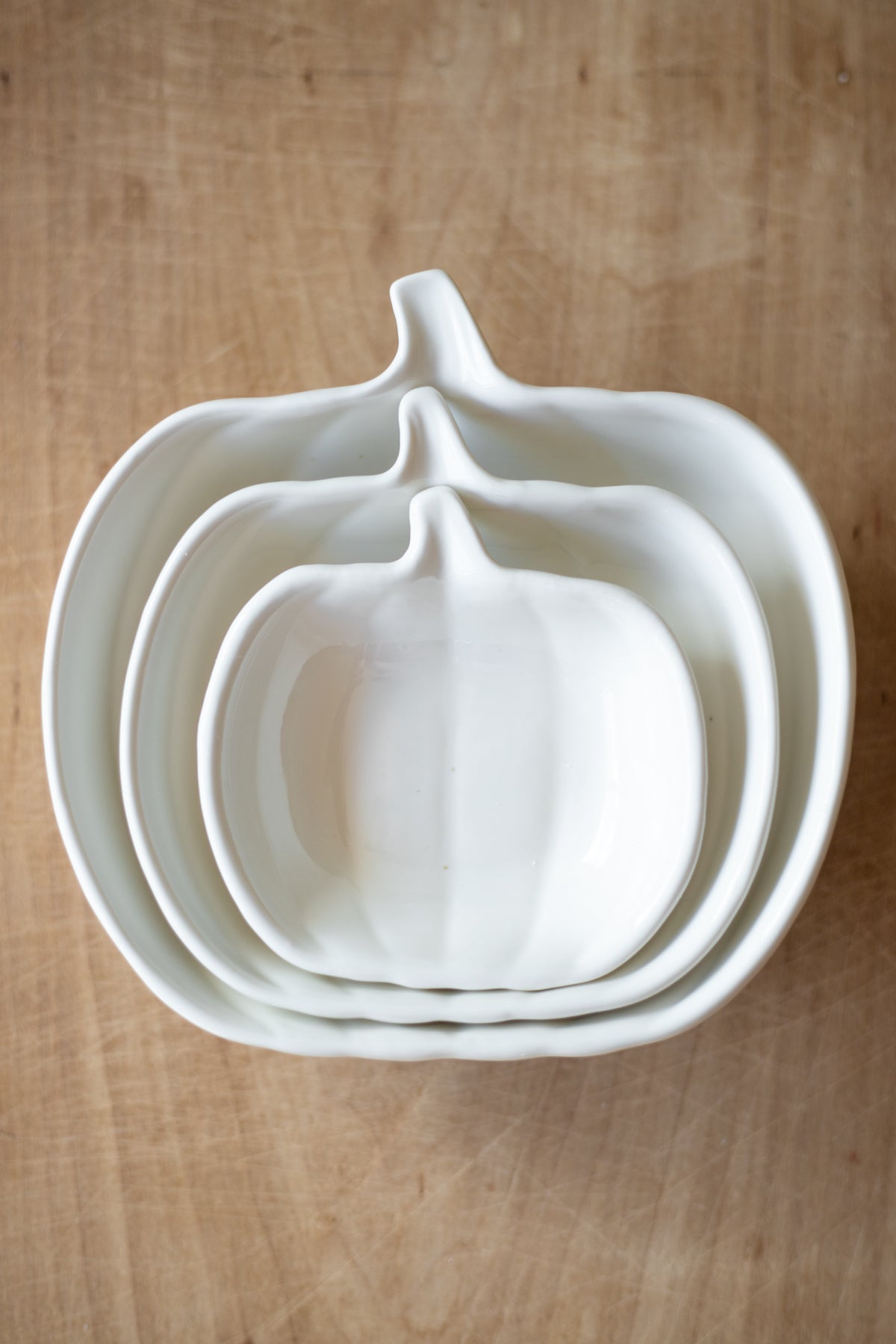 White Pumpkin Nesting Dishes - Set of 3