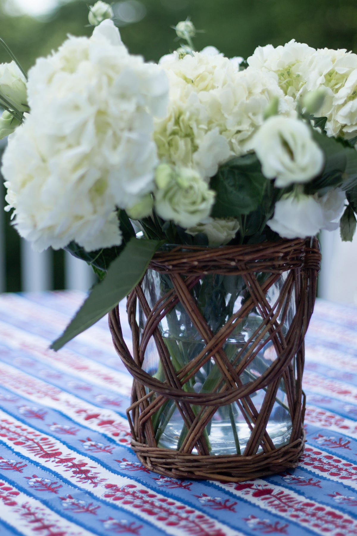 Classic Glass and Wicker Vase