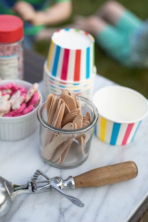 Paper Ice Cream Cups with Wooden Spoons - Set of 10