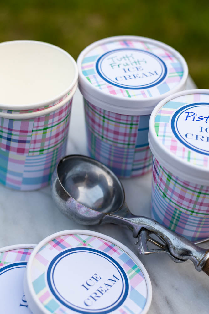 Ice Cream Tubs with Label - Set of 4